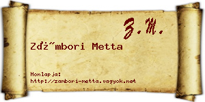 Zámbori Metta névjegykártya